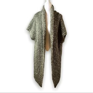 ANGELENO thick green knit cardigan sweater drop shoulder sleeveless size large